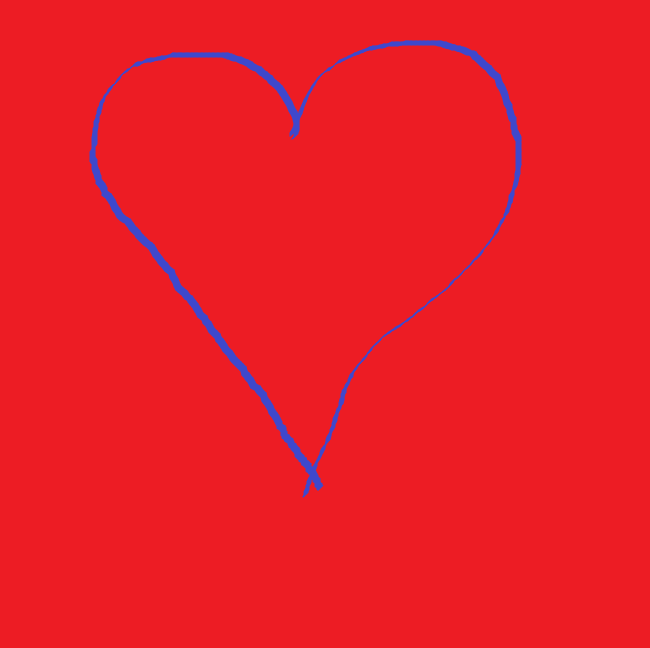 coeur bleu sur fond rouge symbole d'amour et de bienveillance dessiné lors d'un Team Building Fresque digitale télétravail
