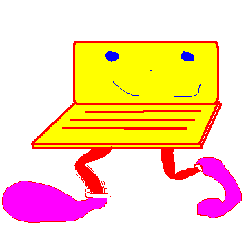 dessin d'un homme ordinateur jaune et rouge dessiné lors d'un Team Building Virtuel Fresque digitale à distance avec ana artiste et my art box