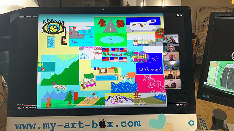 Fresque Télétravail idée animation virtuelle à distance par ana artiste et my art box