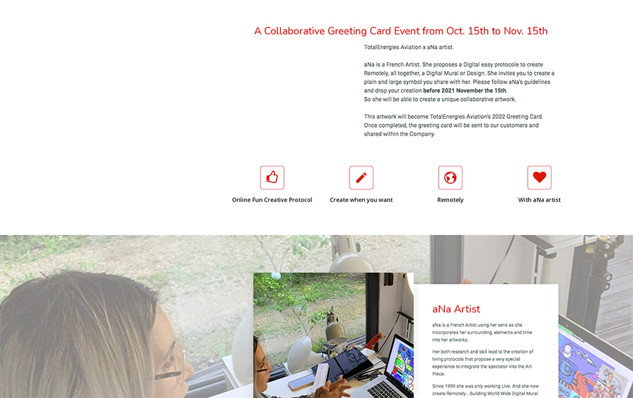 Exclusive numeric event platform for collaborative greeting card remotely done with aNa artist on digital mural