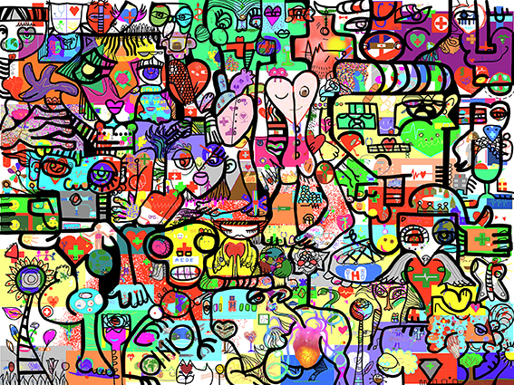 Digital mural numeric conference activity collaborative artwork done remotely with medicine students